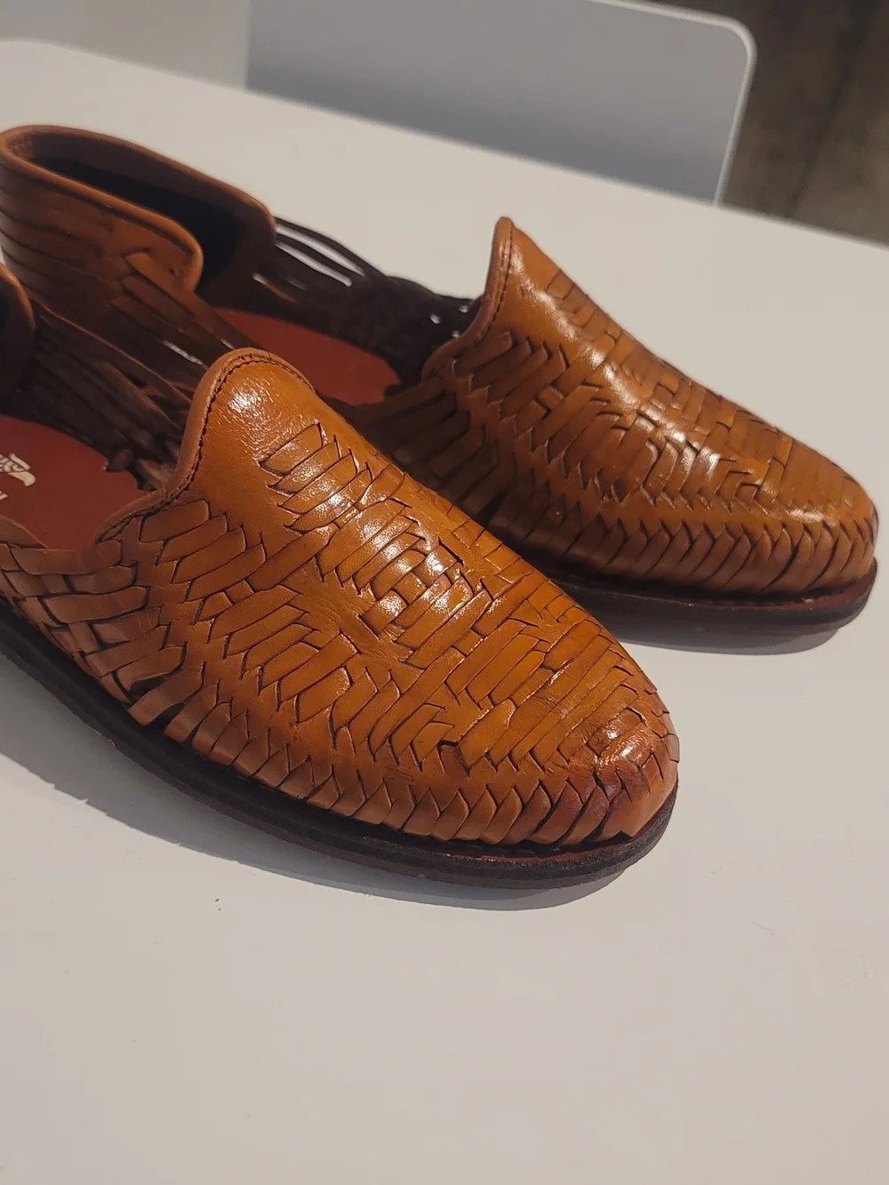 Mens Huaraches Handwoven Leather Slip-On Shoes Like New